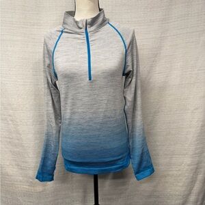 Yummie by Heather Thomson Gray and Blue Quarter-Zip Sweatshirt L/XL
